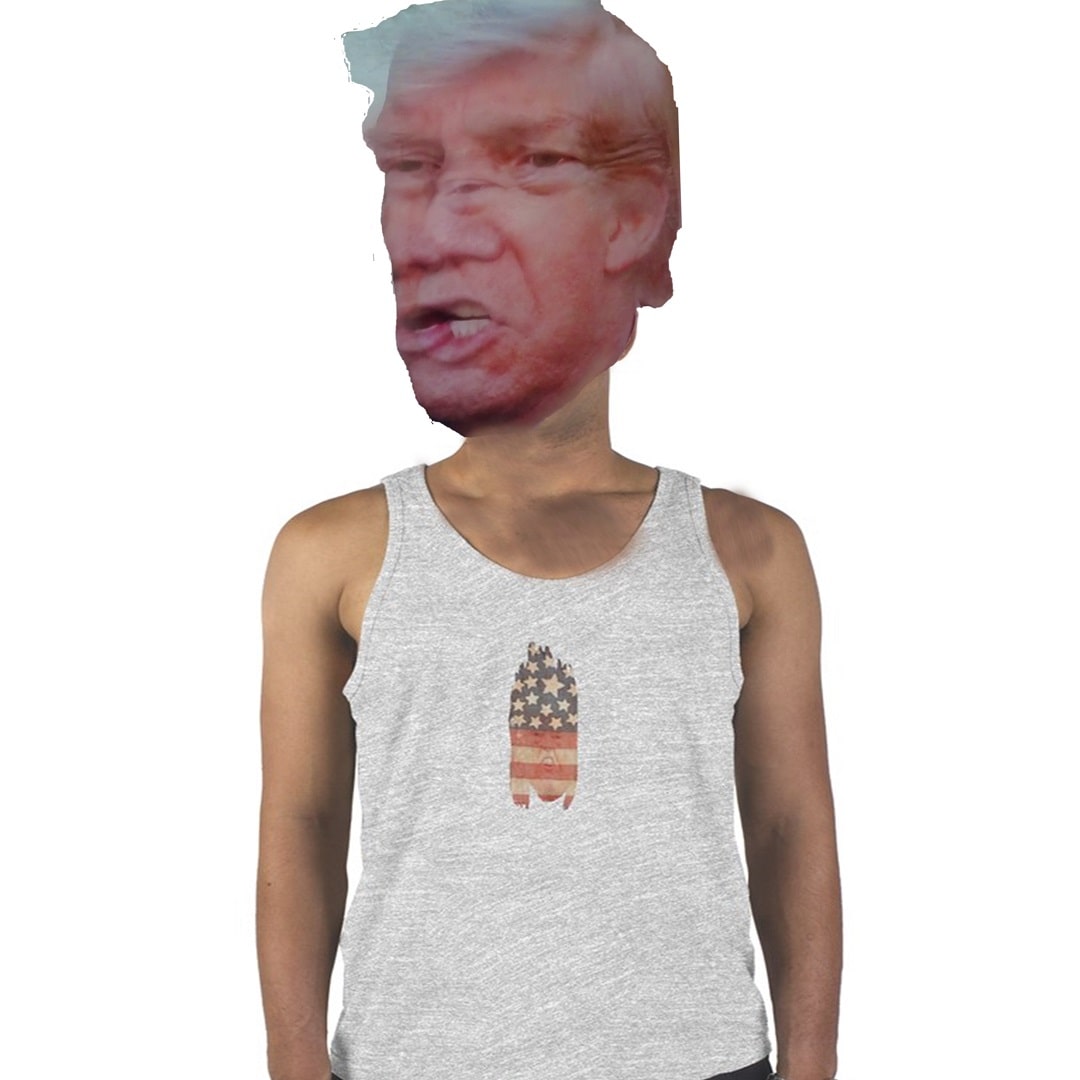 Trump Meme Clothing's Men's tank top in Ash Grey with USA Trump Meme logo