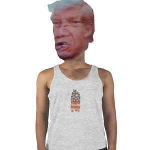 Trump Meme Clothing's Men's tank top in Ash Grey with USA Trump Meme logo